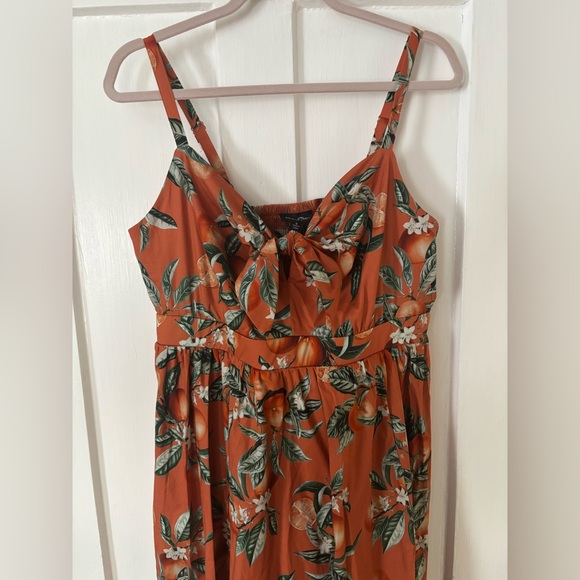 Torrid Retro Chic Orange Fruit Print Tie-Front Skater Pinup Vintage Dress - Picture 8 of 10
